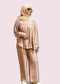 Ensemble Mariana froncé latté - Hijab ensemble - Maroc